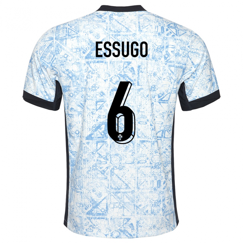 Damen Portugal Dario Essugo #6 Cremeblau Auswärtstrikot Trikot 24-26 T-Shirt Österreich