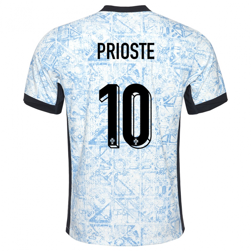 Damen Portugal Diogo Prioste #10 Cremeblau Auswärtstrikot Trikot 24-26 T-Shirt Österreich