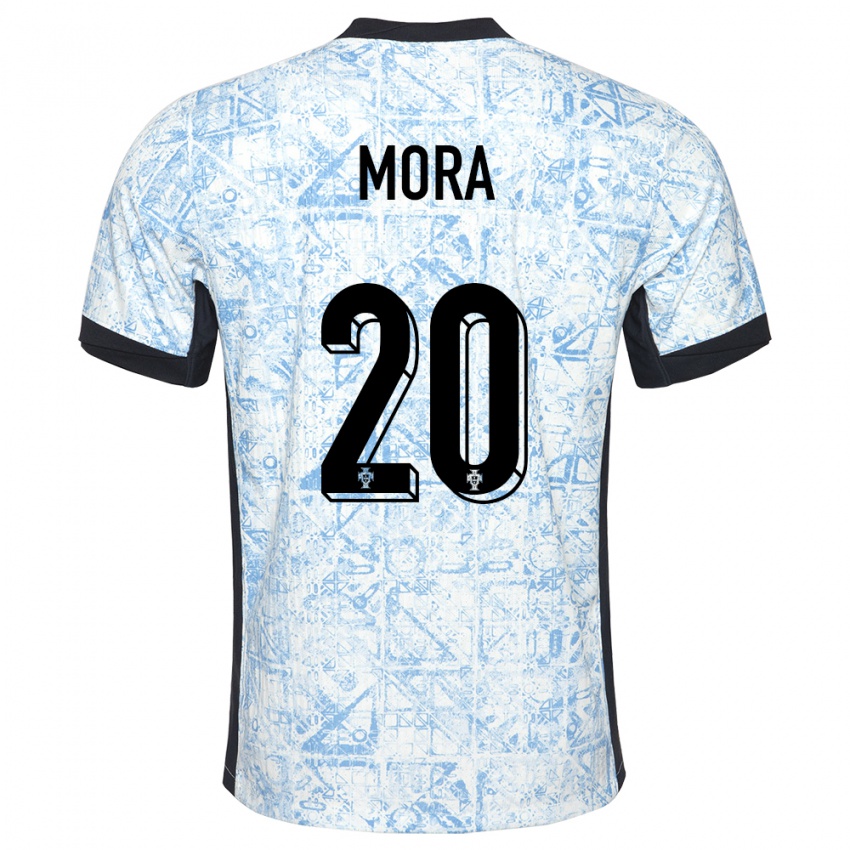 Damen Portugal Rodrigo Mora #20 Cremeblau Auswärtstrikot Trikot 24-26 T-Shirt Österreich