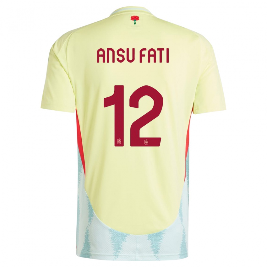 Damen Spanien Ansu Fati #12 Gelb Auswärtstrikot Trikot 24-26 T-Shirt Österreich