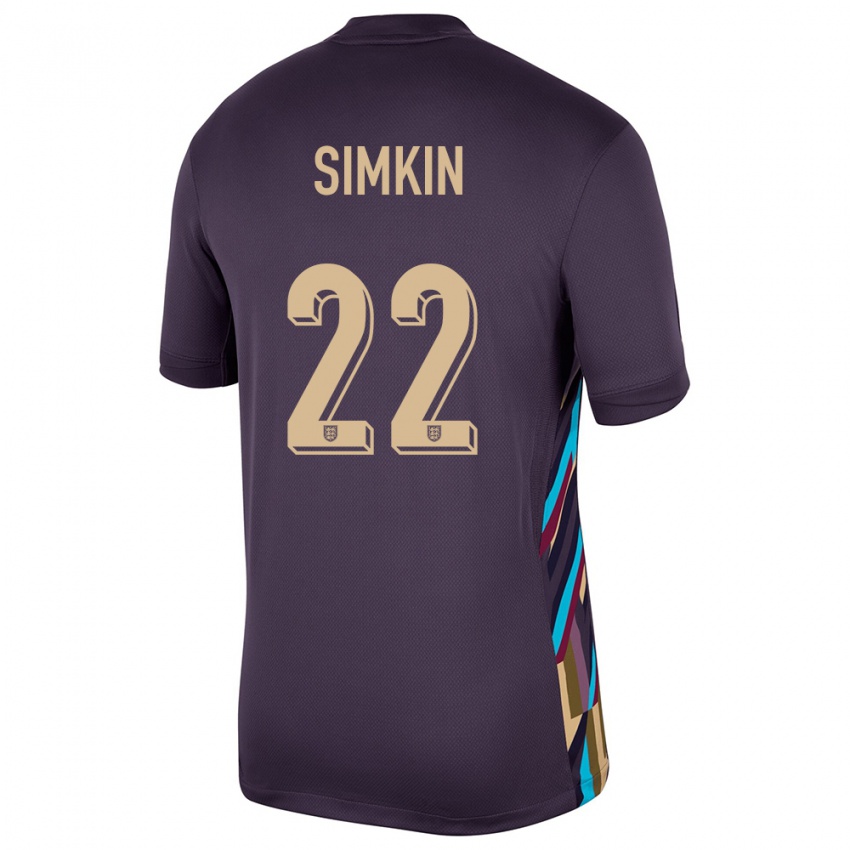 Damen England Tommy Simkin #22 Dunkle Rosine Auswärtstrikot Trikot 24-26 T-Shirt Österreich