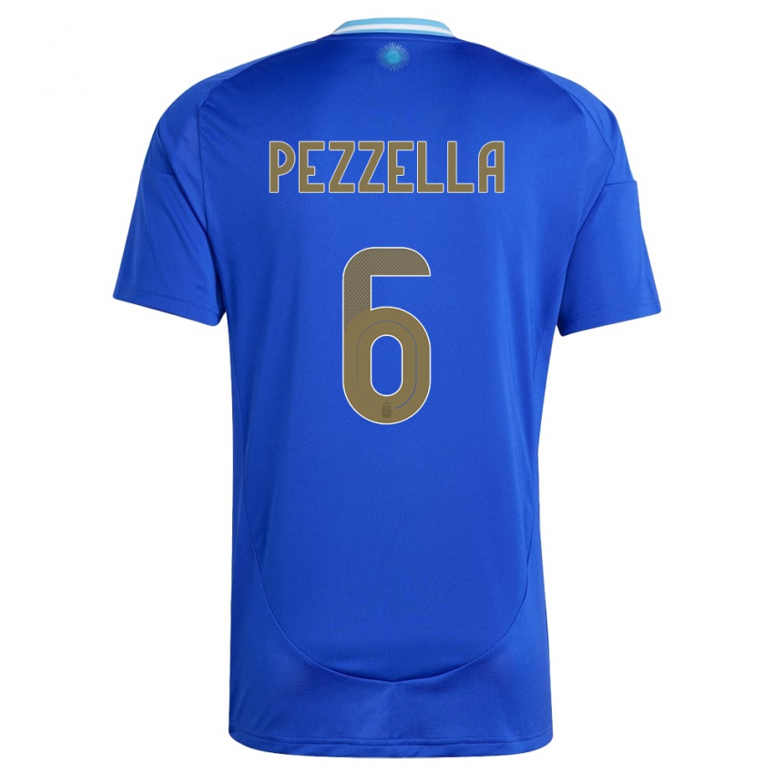 Damen Argentinien German Pezzella #6 Blau Auswärtstrikot Trikot 24-26 T-Shirt Österreich