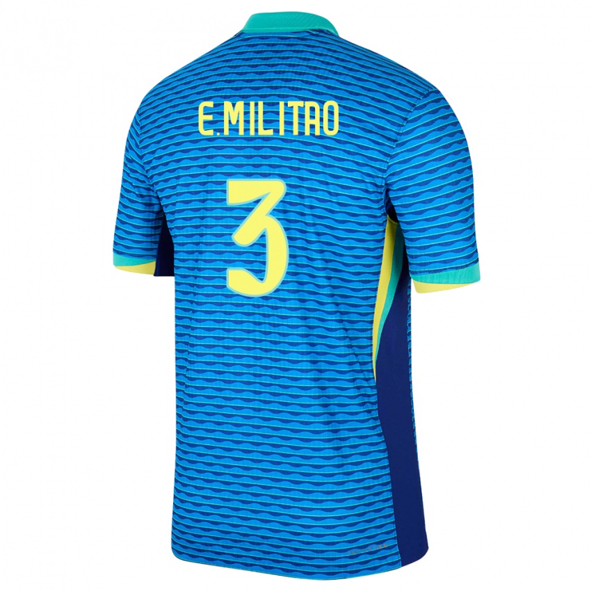 Damen Brasilien Eder Militao #3 Blau Auswärtstrikot Trikot 24-26 T-Shirt Österreich