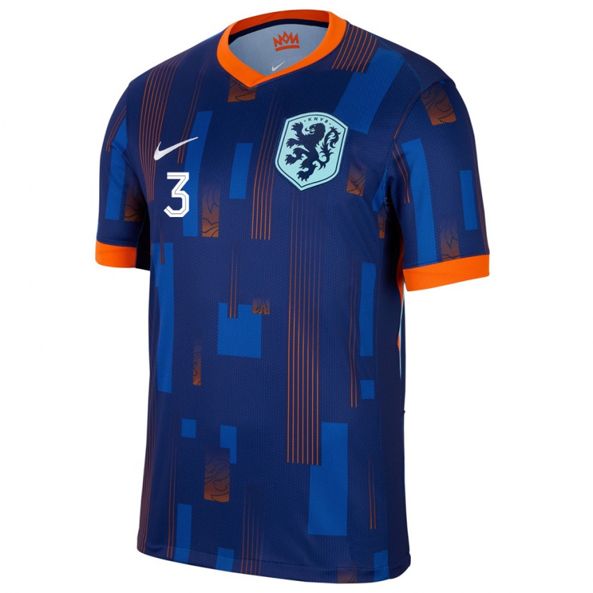 Damen Niederlande Wouter Goes #3 Blau Auswärtstrikot Trikot 24-26 T-Shirt Österreich