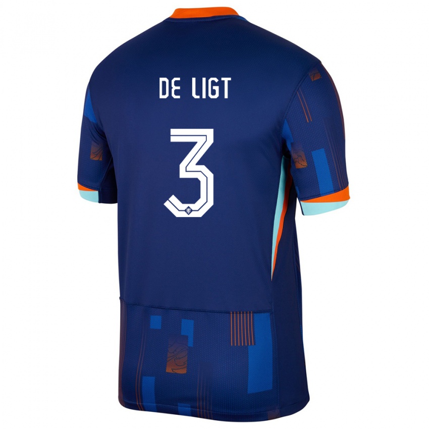 Damen Niederlande Matthijs De Ligt #3 Blau Auswärtstrikot Trikot 24-26 T-Shirt Österreich