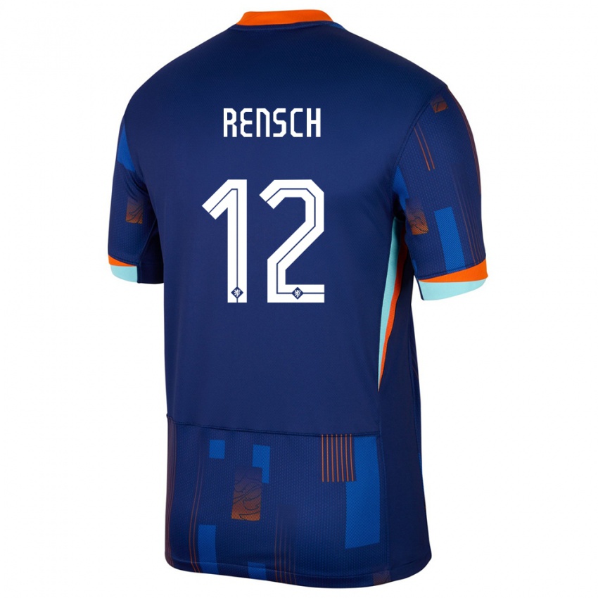 Damen Niederlande Devyne Rensch #12 Blau Auswärtstrikot Trikot 24-26 T-Shirt Österreich