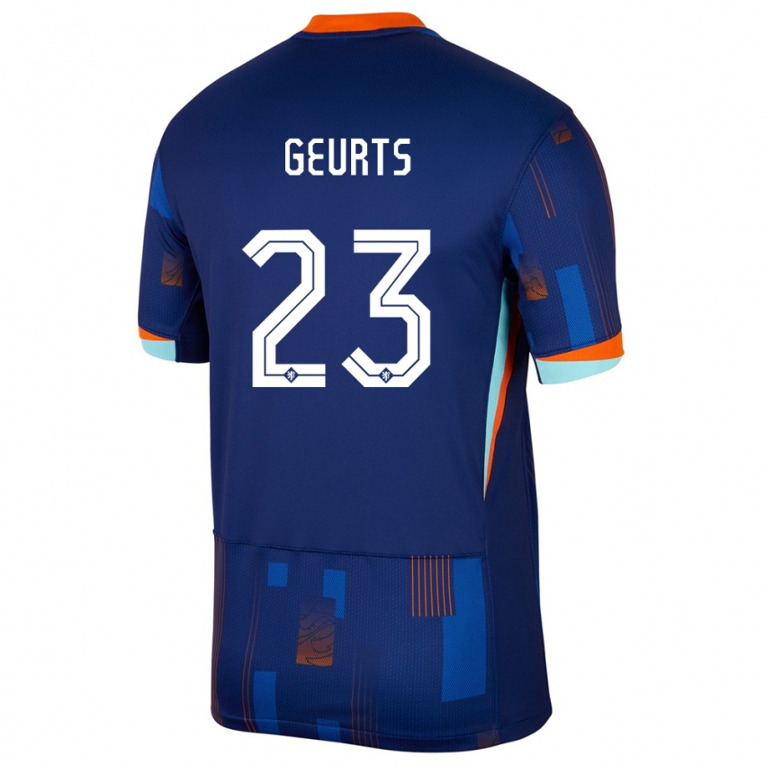 Damen Niederlande Loes Geurts #23 Blau Auswärtstrikot Trikot 24-26 T-Shirt Österreich
