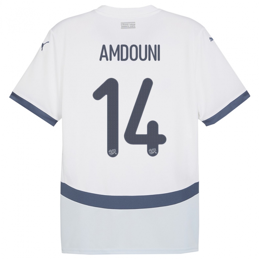 Damen Schweiz Mohamed Zeki Amdouni #14 Weiß Auswärtstrikot Trikot 24-26 T-Shirt Österreich