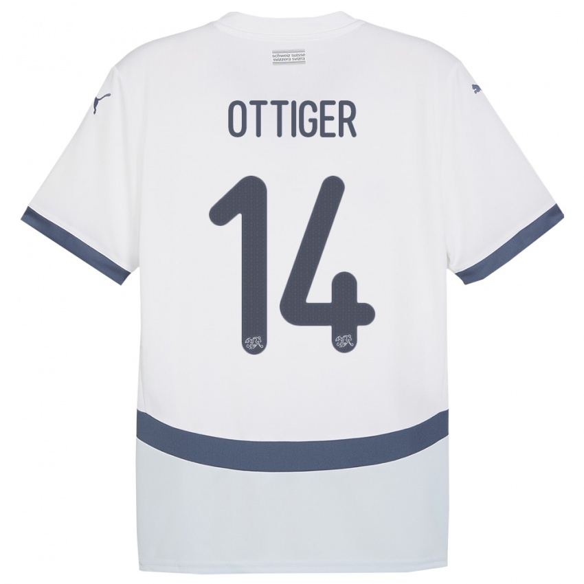 Damen Schweiz Severin Ottiger #14 Weiß Auswärtstrikot Trikot 24-26 T-Shirt Österreich