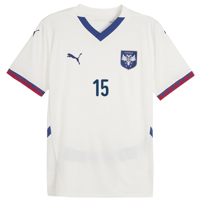 Damen Serbien Stefan Dzodic #15 Weiß Auswärtstrikot Trikot 24-26 T-Shirt Österreich