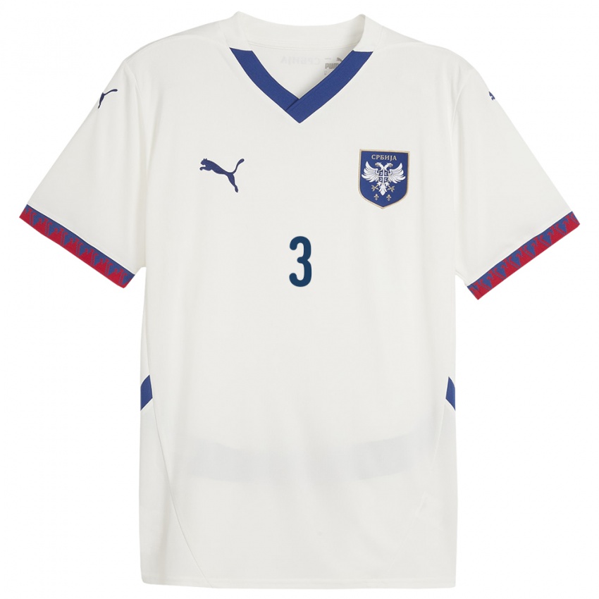 Damen Serbien Nemanja Krsmanovic #3 Weiß Auswärtstrikot Trikot 24-26 T-Shirt Österreich