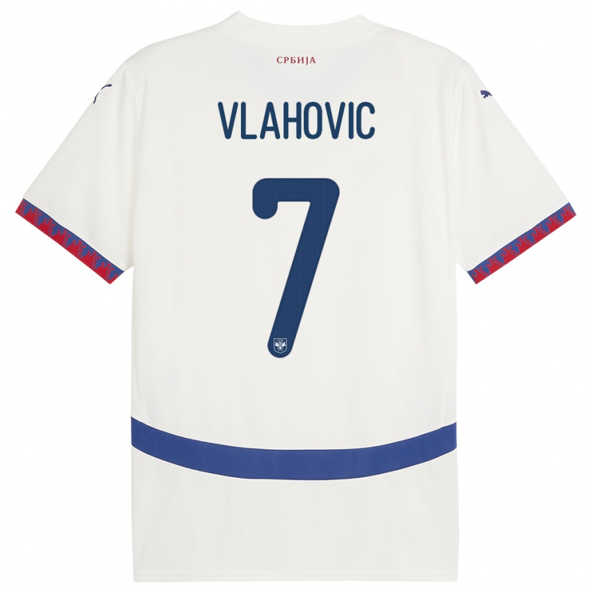 Damen Serbien Dusan Vlahovic #7 Weiß Auswärtstrikot Trikot 24-26 T-Shirt Österreich