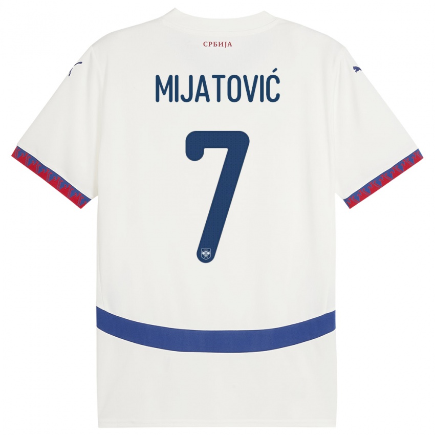 Damen Serbien Milica Mijatovic #7 Weiß Auswärtstrikot Trikot 24-26 T-Shirt Österreich