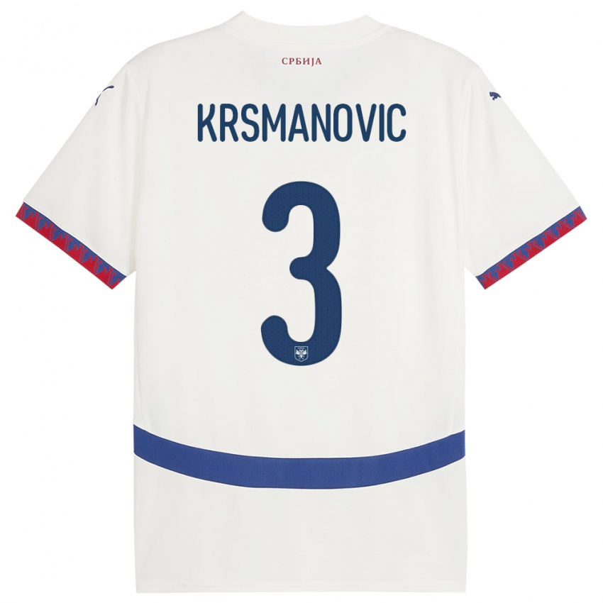 Damen Serbien Nemanja Krsmanovic #3 Weiß Auswärtstrikot Trikot 24-26 T-Shirt Österreich