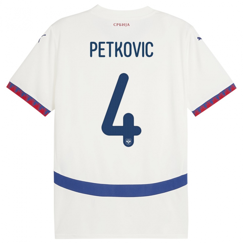 Damen Serbien Nikola Petkovic #4 Weiß Auswärtstrikot Trikot 24-26 T-Shirt Österreich