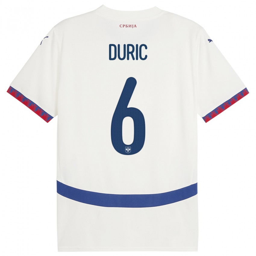 Damen Serbien Andrej Duric #6 Weiß Auswärtstrikot Trikot 24-26 T-Shirt Österreich