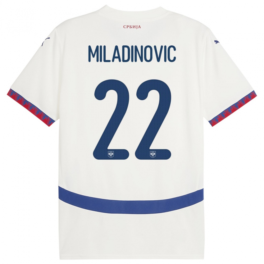 Damen Serbien Igor Miladinovic #22 Weiß Auswärtstrikot Trikot 24-26 T-Shirt Österreich