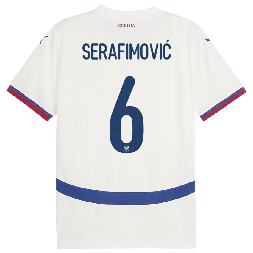 Damen Serbien Vojin Serafimovic #6 Weiß Auswärtstrikot Trikot 24-26 T-Shirt Österreich