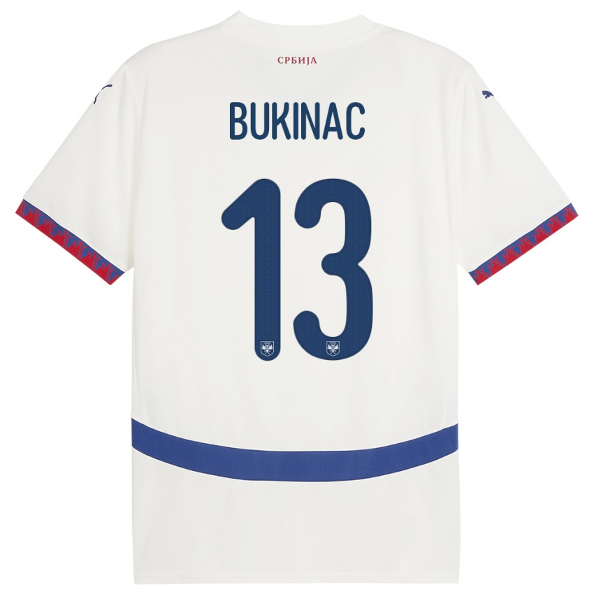Damen Serbien Stefan Bukinac #13 Weiß Auswärtstrikot Trikot 24-26 T-Shirt Österreich