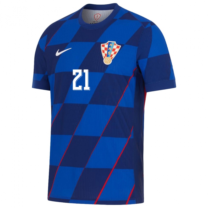 Damen Kroatien Domagoj Bukvic #21 Blau Auswärtstrikot Trikot 24-26 T-Shirt Österreich