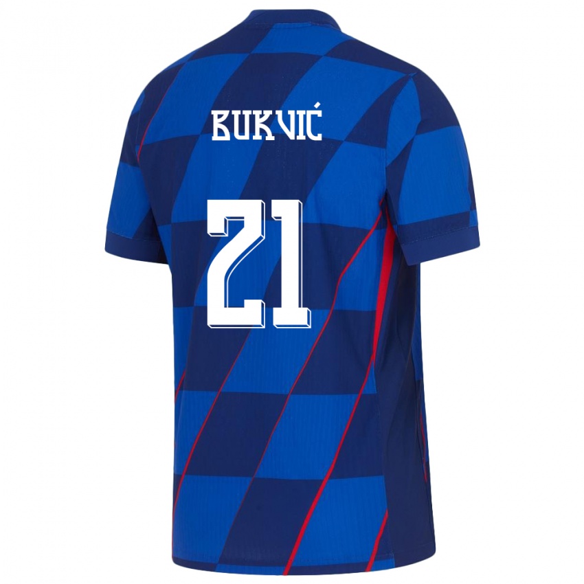 Damen Kroatien Domagoj Bukvic #21 Blau Auswärtstrikot Trikot 24-26 T-Shirt Österreich