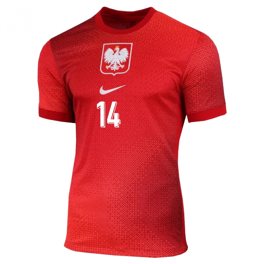 Damen Polen Maximillian Oyedele #14 Rot Auswärtstrikot Trikot 24-26 T-Shirt Österreich