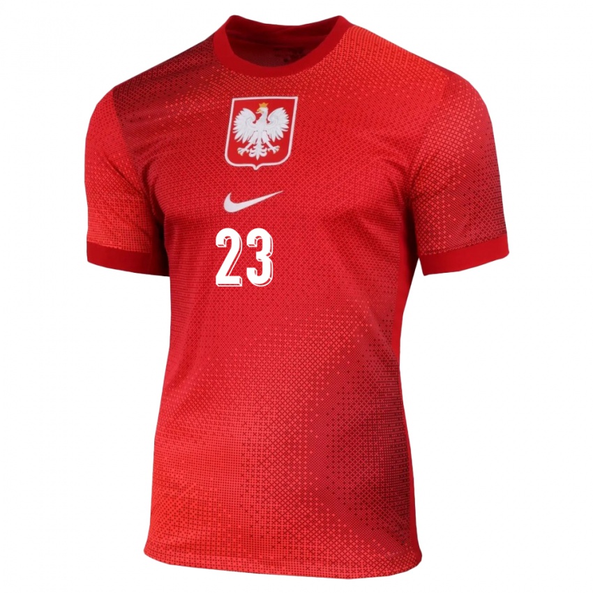 Damen Polen Milosz Brzozowski #23 Rot Auswärtstrikot Trikot 24-26 T-Shirt Österreich