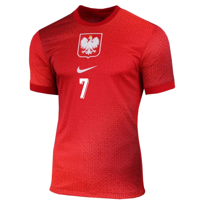 Damen Polen Filip Wolski #7 Rot Auswärtstrikot Trikot 24-26 T-Shirt Österreich