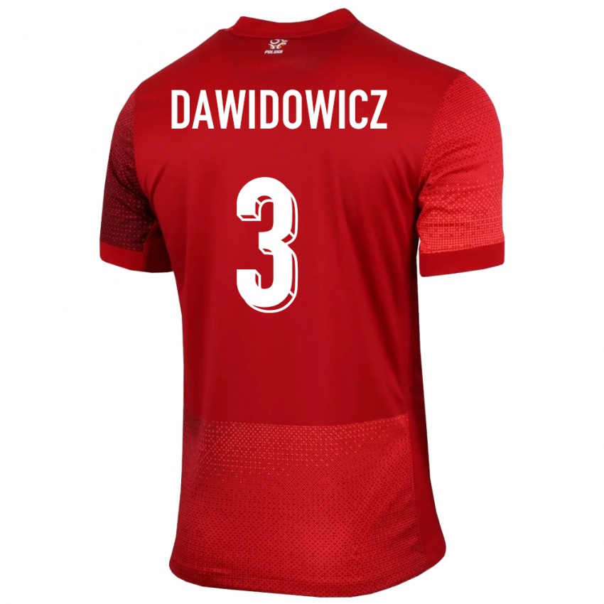 Damen Polen Pawel Dawidowicz #3 Rot Auswärtstrikot Trikot 24-26 T-Shirt Österreich