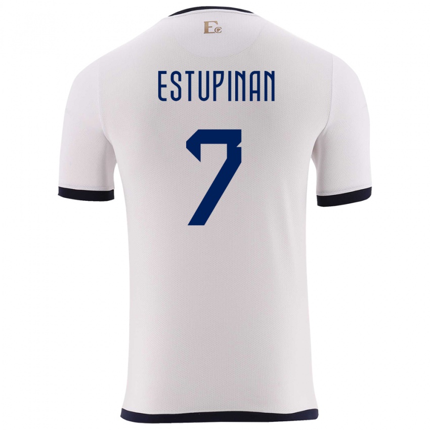Damen Ecuador Pervis Estupinan #7 Weiß Auswärtstrikot Trikot 24-26 T-Shirt Österreich