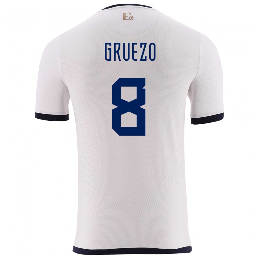 Damen Ecuador Carlos Gruezo #8 Weiß Auswärtstrikot Trikot 24-26 T-Shirt Österreich