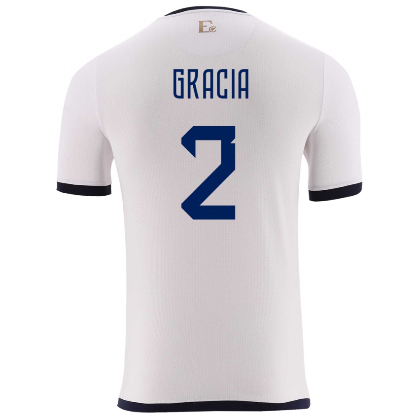 Damen Ecuador Ericka Gracia #2 Weiß Auswärtstrikot Trikot 24-26 T-Shirt Österreich