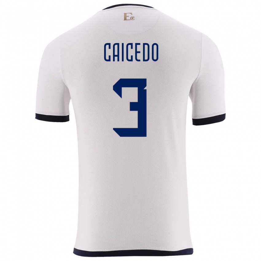 Damen Ecuador Jessy Caicedo #3 Weiß Auswärtstrikot Trikot 24-26 T-Shirt Österreich