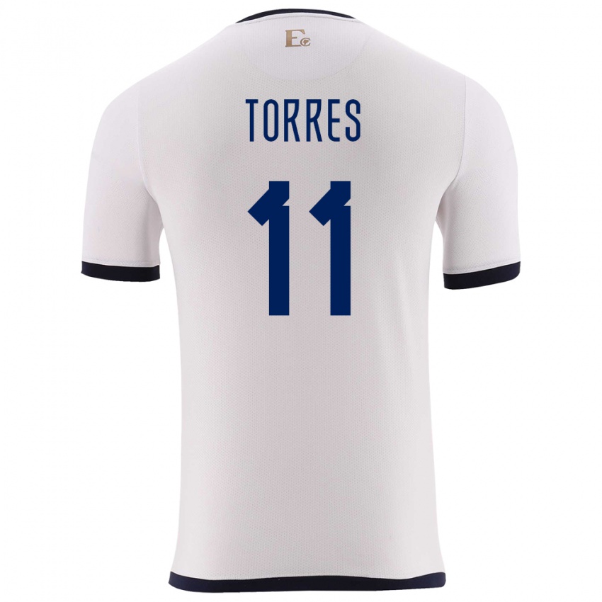 Damen Ecuador Ambar Torres #11 Weiß Auswärtstrikot Trikot 24-26 T-Shirt Österreich