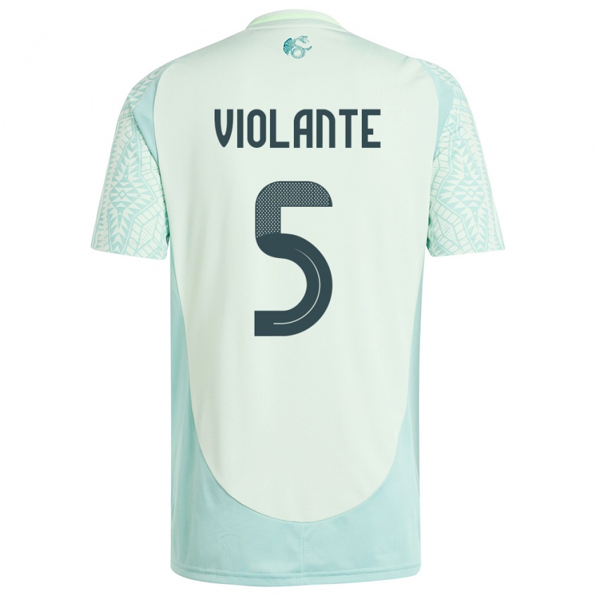 Damen Mexiko Isaias Violante #5 Leinengrün Auswärtstrikot Trikot 24-26 T-Shirt Österreich