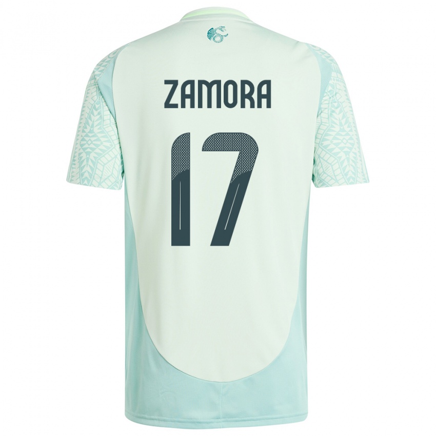 Damen Mexiko Saul Zamora #17 Leinengrün Auswärtstrikot Trikot 24-26 T-Shirt Österreich