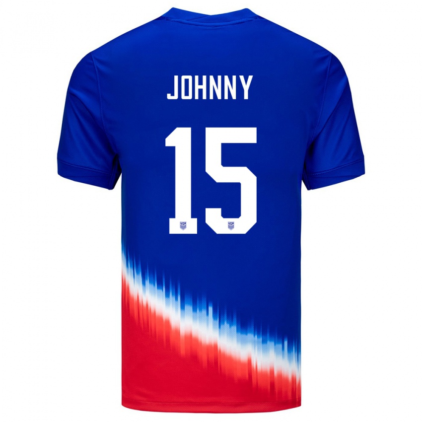 Damen Vereinigte Staaten Johnny #15 Blau Auswärtstrikot Trikot 24-26 T-Shirt Österreich