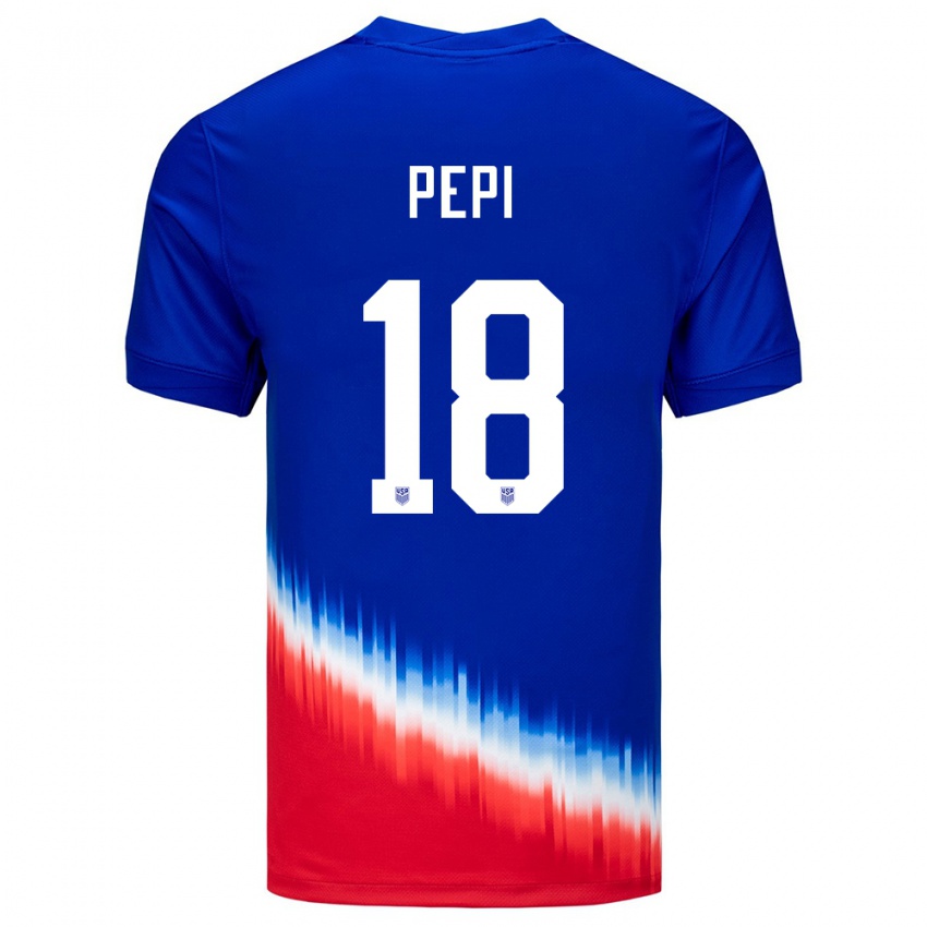 Damen Vereinigte Staaten Ricardo Pepi #18 Blau Auswärtstrikot Trikot 24-26 T-Shirt Österreich
