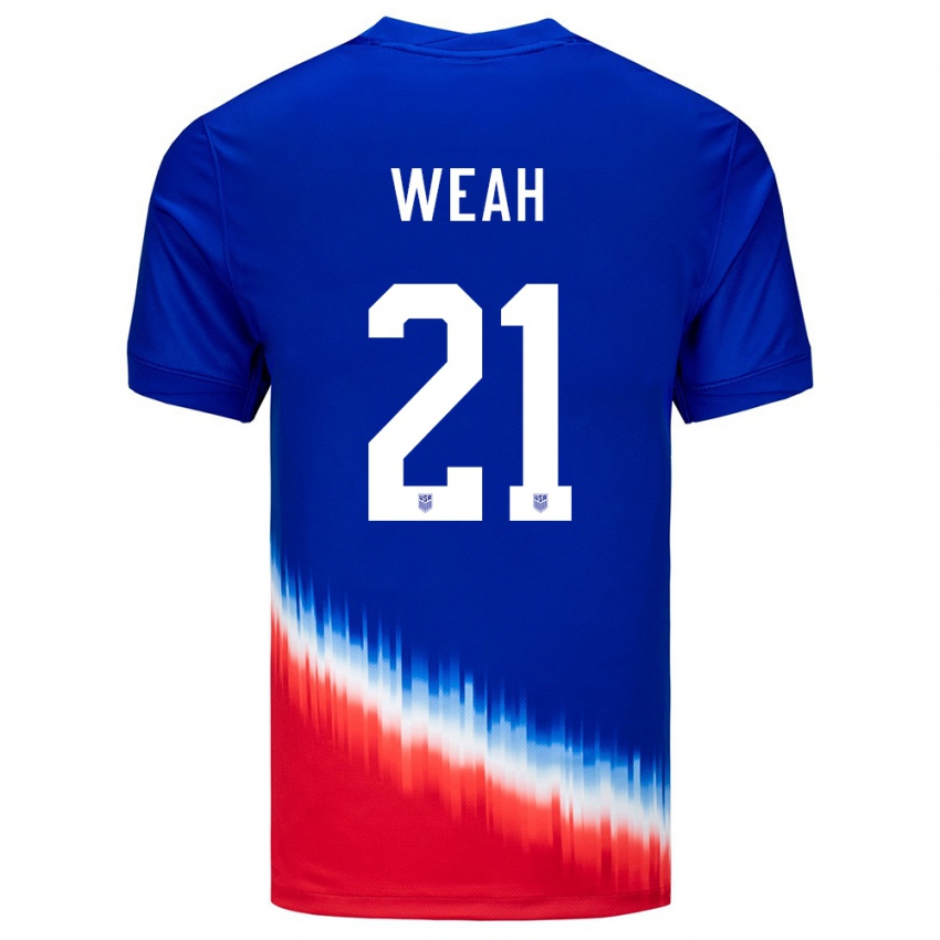 Damen Vereinigte Staaten Timothy Weah #21 Blau Auswärtstrikot Trikot 24-26 T-Shirt Österreich