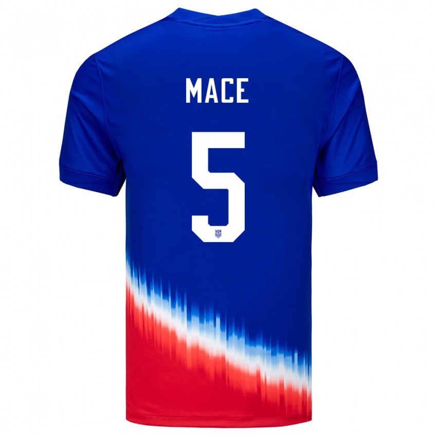 Damen Vereinigte Staaten Hailie Mace #5 Blau Auswärtstrikot Trikot 24-26 T-Shirt Österreich