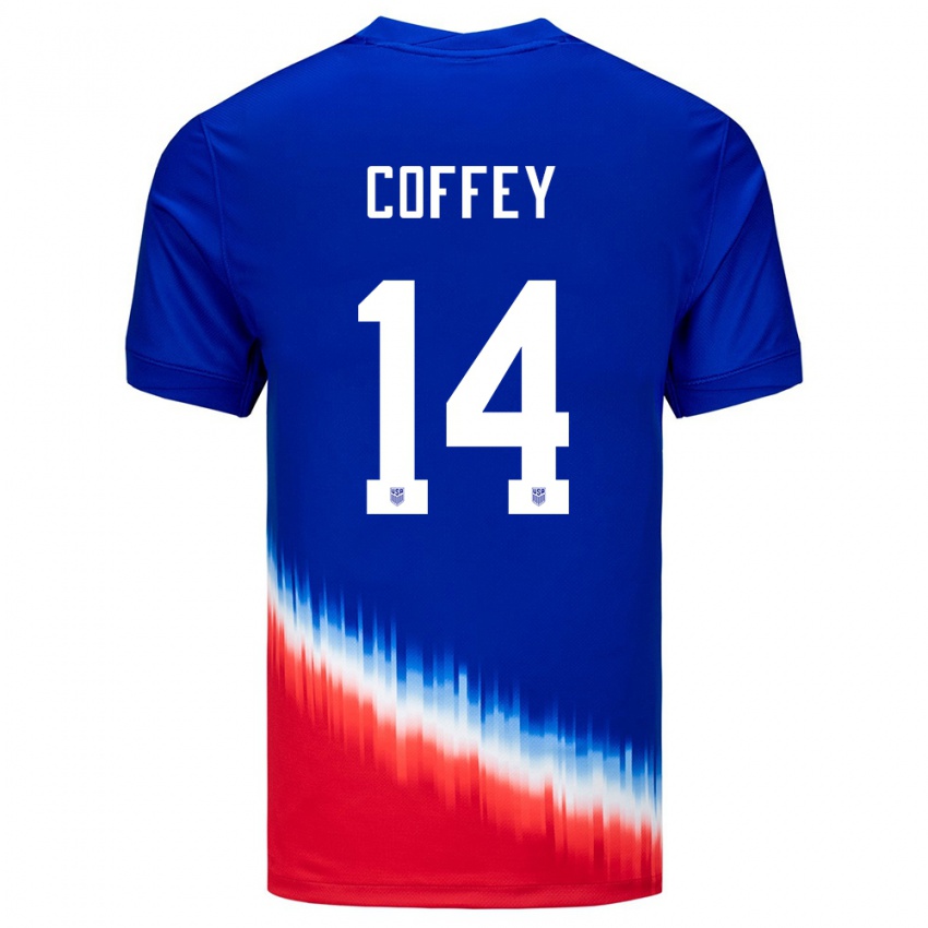 Damen Vereinigte Staaten Sam Coffey #14 Blau Auswärtstrikot Trikot 24-26 T-Shirt Österreich