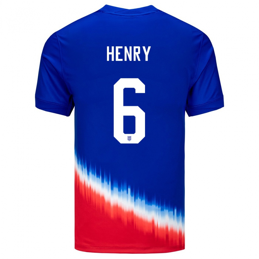 Damen Vereinigte Staaten Kobi Henry #6 Blau Auswärtstrikot Trikot 24-26 T-Shirt Österreich