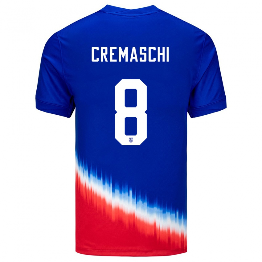 Damen Vereinigte Staaten Benjamin Cremaschi #8 Blau Auswärtstrikot Trikot 24-26 T-Shirt Österreich