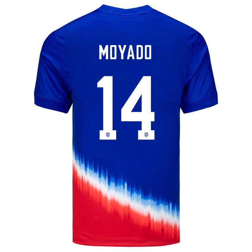 Damen Vereinigte Staaten Bryan Moyado #14 Blau Auswärtstrikot Trikot 24-26 T-Shirt Österreich