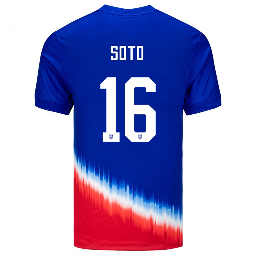 Damen Vereinigte Staaten Ezekiel Soto #16 Blau Auswärtstrikot Trikot 24-26 T-Shirt Österreich