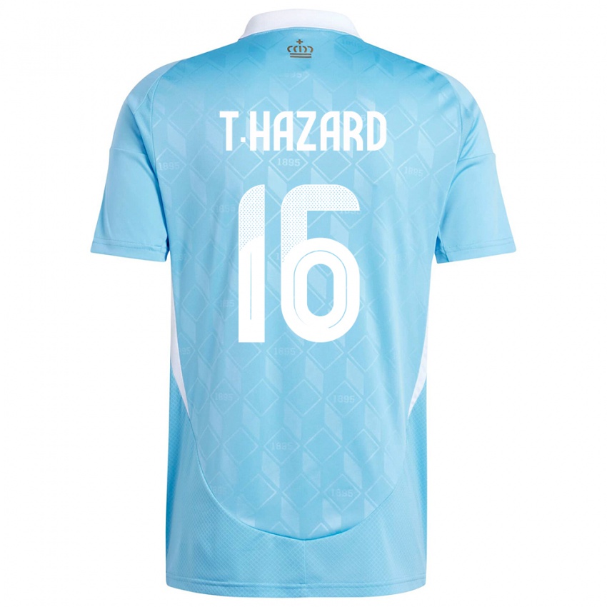 Damen Belgien Thorgan Hazard #16 Blau Auswärtstrikot Trikot 24-26 T-Shirt Österreich