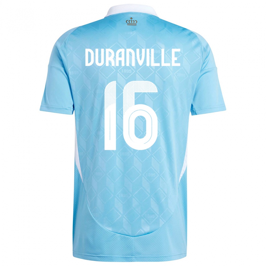 Damen Belgien Julien Duranville #16 Blau Auswärtstrikot Trikot 24-26 T-Shirt Österreich