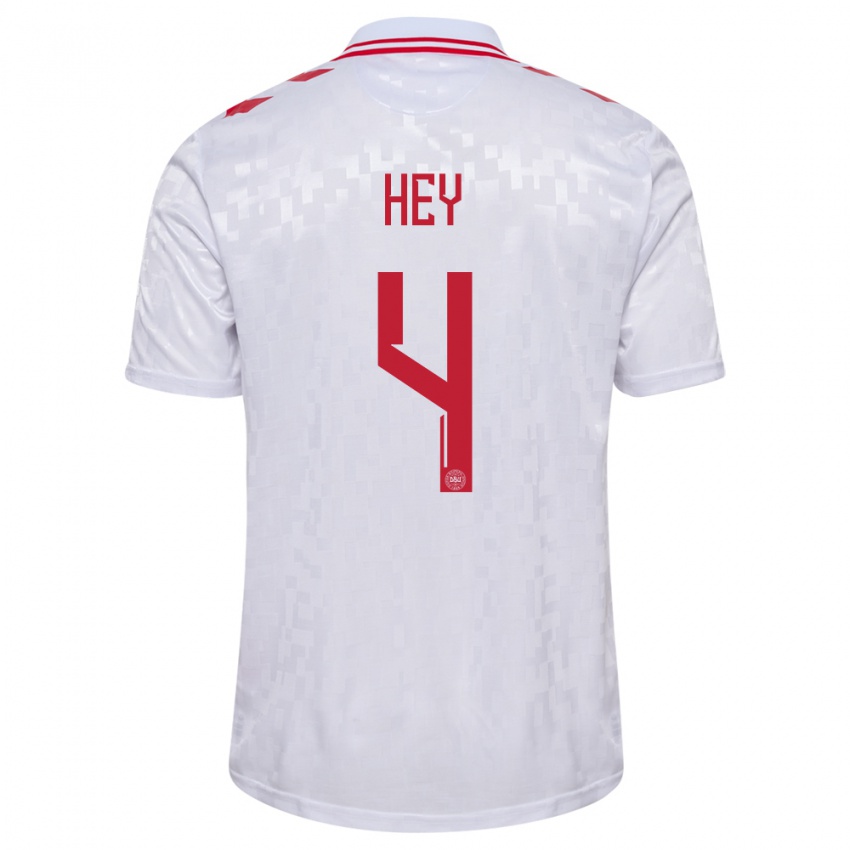 Damen Dänemark Lucas Hey #4 Weiß Auswärtstrikot Trikot 24-26 T-Shirt Österreich