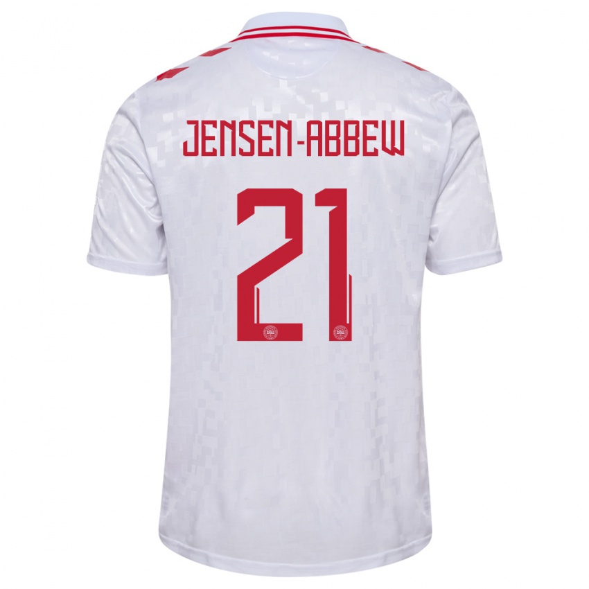 Damen Dänemark Jonas Jensen-Abbew #21 Weiß Auswärtstrikot Trikot 24-26 T-Shirt Österreich