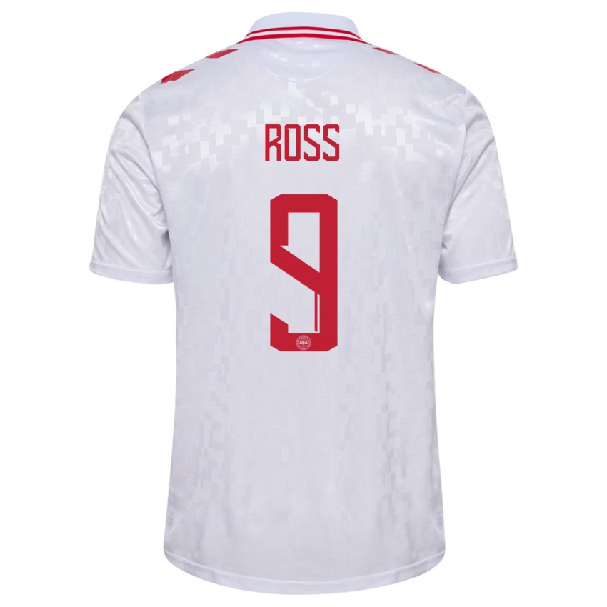 Damen Dänemark Oliver Ross #9 Weiß Auswärtstrikot Trikot 24-26 T-Shirt Österreich